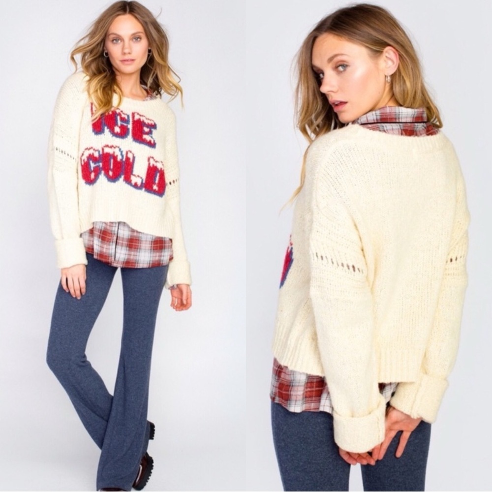 WILDFOX Ice Cold Knit Long Sleeve Sweater Pullover Top